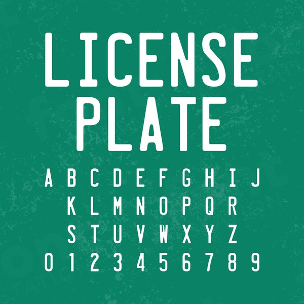 License Plate Font - License Plate SVG - Cricut Silhouette Font - US Cars Letters, Alphabet - Installable ttf otf Files - Download