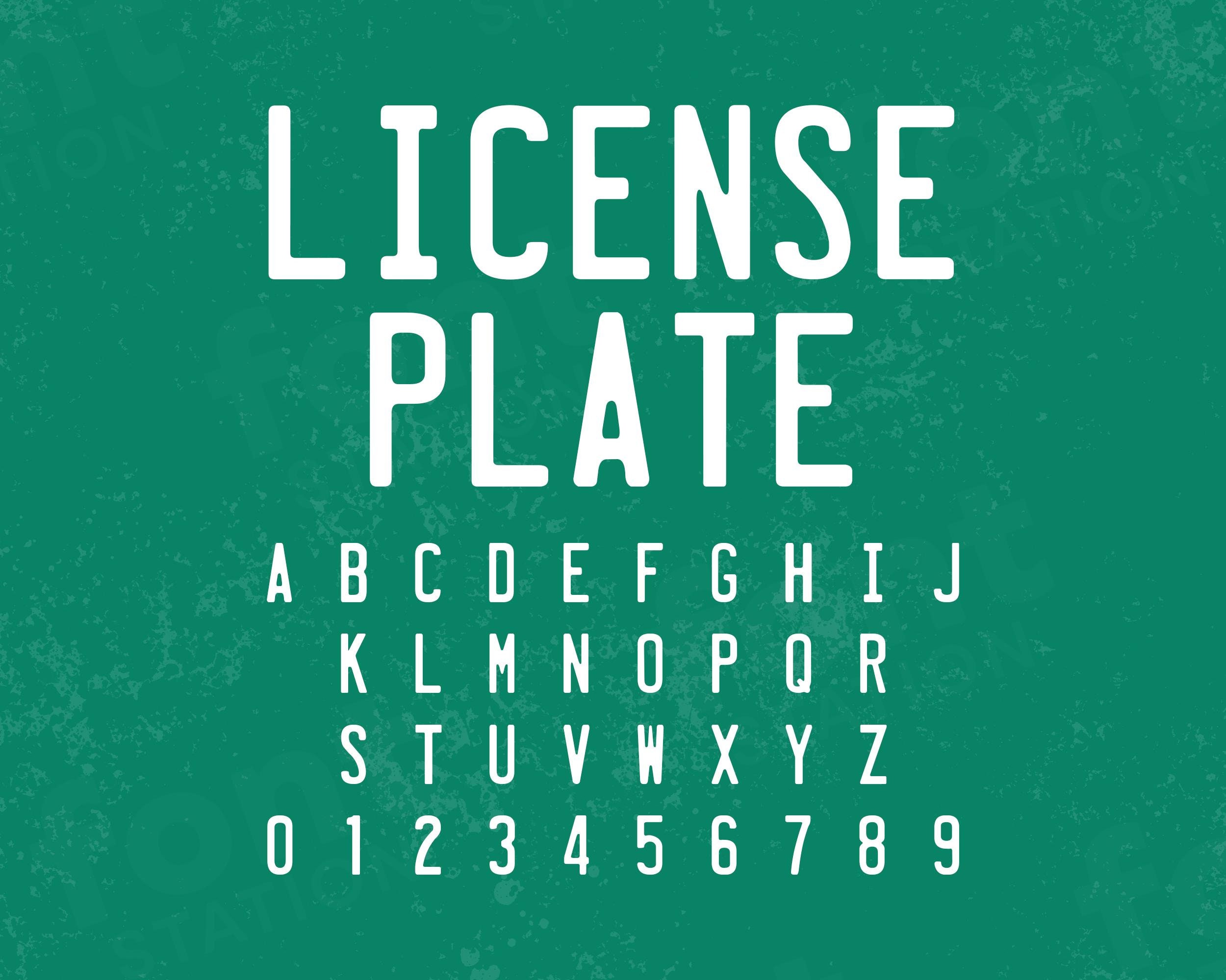 License Plate Font - License Plate SVG - US Cars Letters, Alphabet