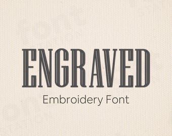 Engraved Embroidery Font - Monogram Letters - Initial, Single Letter, Tall Monogram Embroidery Alphabet - 7 Sizes - BX, PES + 9 formats
