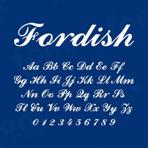 Fuente Fordish - Fordish SVG - Letras serif clásicas, alfabeto de autos deportivos - Archivos TTF OTF - Descarga instantánea - Fuente para Canva, Cricut y más