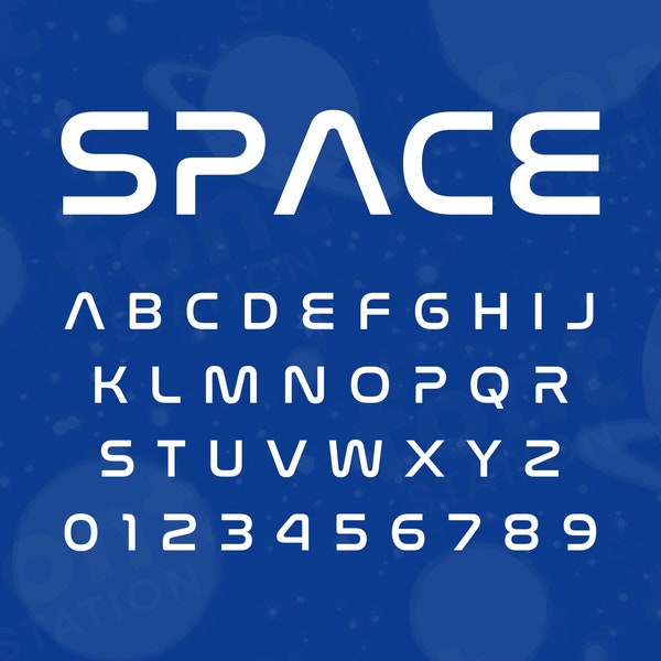 Space Font - Space SVG - Cricut Silhouette Font - Modern Sci Fi Futurist Letters, Alphabet - Installable TTF OTF Files - Instant Download