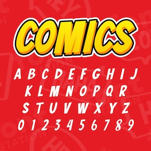 Held Comic Schrift - Superhelden Comics SVG - Cricut Silhouette Schrift - Cartoon Buchstaben, Lustiges Buch Alphabet - Initialisierbare TTF OTF Dateien