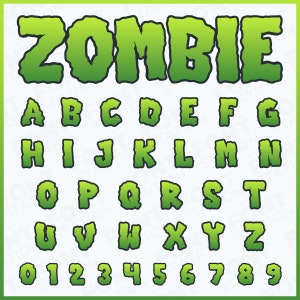 Letras Zombie SVG, PNG - Alfabeto Zombie, Letras de Halloween, Letras Doodle, Sublimación PNG, Archivos cortados, Imágenes Prediseñadas - Archivos digitales