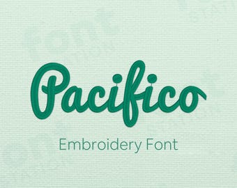 Pacifico Embroidery Font - Thick Script Letters - Handwritten, Brush Machine Embroidery Alphabet - 9 Sizes - BX, PES + 9 formats