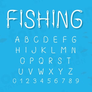 Fuente Fishing Hook - Fish Hook SVG - Letras de pescador, alfabeto al aire libre - Archivos TTF OTF - Descarga instantánea - Fuente para Canva, Cricut y más