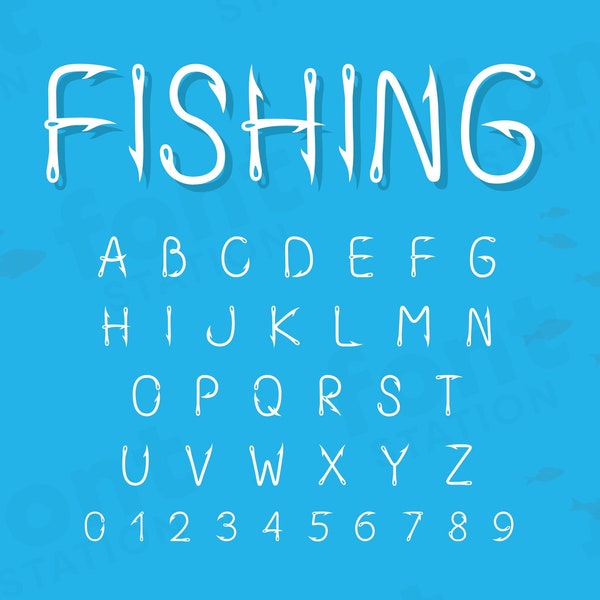 Fishing Hook Font - Fisherman Alphabet - Fish Hook Letters svg, png - Installable TTF OTF Files - Instant Download - Canva, Cricut Font