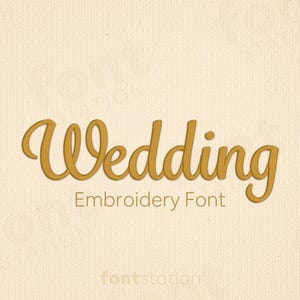Fuente de bordado para bodas: letras cursivas elegantes - Alfabeto de escritura para bordado a máquina - 6 tamaños - BX, PES + 9 formatos