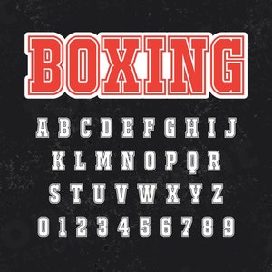 Fuente de boxeo - Boxer SVG - Fuente Cricut Silhouette - Letras vintage, alfabeto Ring Varsity - Archivos TTF OTF instalables - Descarga instantánea