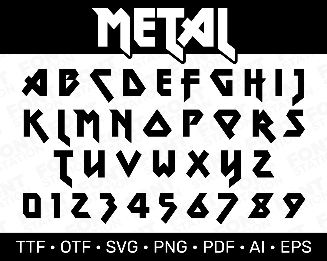 Metal Music Font Rock Metal SVG Cricut Silhouette Font Etsy