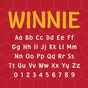 Fuente Winnie - Winnie SVG - Letras de osito de peluche, alfabeto divertido para niños - Archivos TTF OTF - Descarga instantánea - Fuente para Canva, Cricut y más