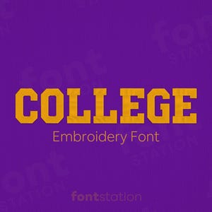 College Embroidery Font - 10 Sizes - BX, PES + 9 formats - Jersey, University Letters - Machine Embroidery Alphabet - Instant Download Files