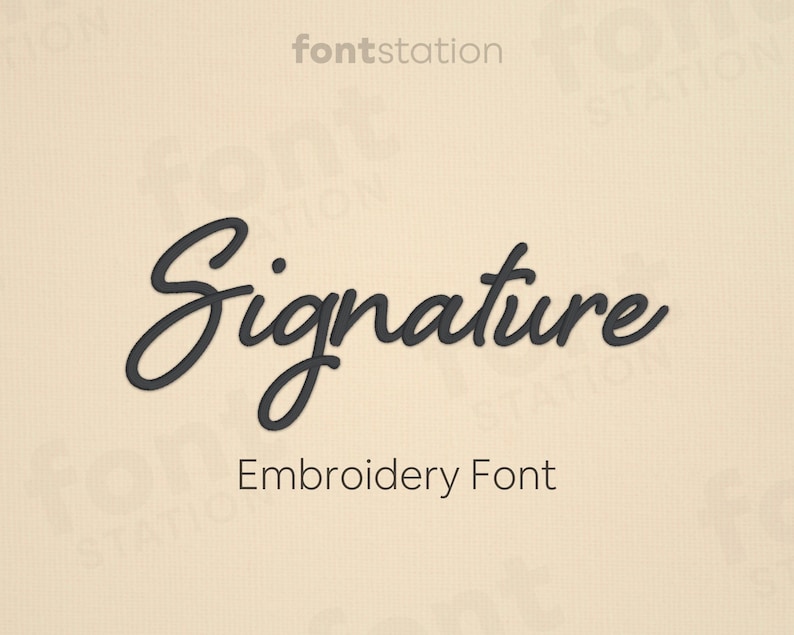 Main image of the Signature embroidery font created by FontStation