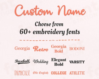 Archivo de bordado con nombre personalizado: diseño de puntada con nombre personalizado, diseño de bordado a máquina, descarga digital: elige entre 60 fuentes de bordado