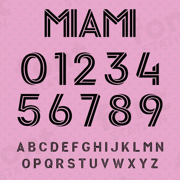 Inter Miami Soccer Font - Messi Football Font - MLS Football Shirt - Soccer Jersey 2022 2023 - Lettres, Chiffres - fichiers svg png ttf otf