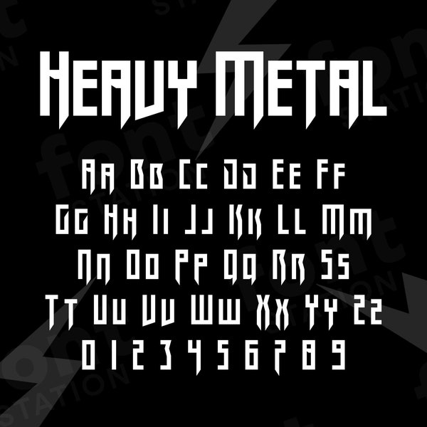 Heavy Metal Font - Heavy Metal SVG - Cricut Silhouette Font - Hard Rock Letters, Music Alphabet - Installable TTF OTF Files Instant Download