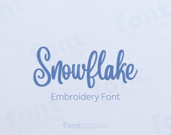 Snowflake Embroidery Font - Christmas Cursive Letters - Winter Holiday Machine Embroidery Alphabet - 8 Sizes - BX, PES + 9 formats