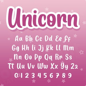 Lettertype Eenhoorn - lettertype prinses - Cricut, lettertype Canva - magische letters, sprookjesalfabet - installeerbare TTF OTF-SVG-bestanden - direct downloaden