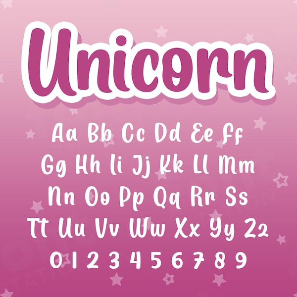 Unicorn Font - Unicorn SVG - Cricut Silhouette Font - Magical Letters, Alphabet - Installable TTF OTF Files - Instant Download