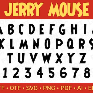 Jerry Mouse Font Tom Cartoon SVG Cricut Silhouette Font Playful Letters