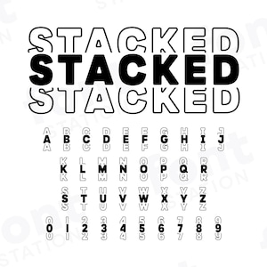 Stacked Font - Mirror Font - Cricut Silhouette Font - Playful Letters, Modern Alphabet SVG - Installable TTF OTF Files - Instant Download