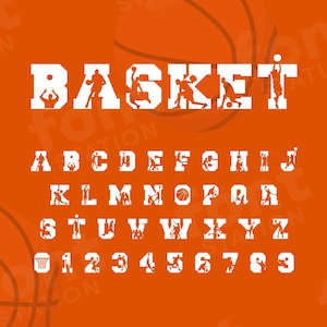 Police de basket-ball - Basket Dunk SVG - Police Silhouette Cricut - Lettres modernes, Alphabet - Fichiers TTF OTF installables - Téléchargement instantané