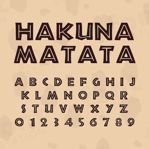 Fonte Hakuna Matata - Hakuna Matata SVG - Letras Safari King, alfabeto - Arquivos TTF OTF - Download instantâneo - Fonte para Canva, Cricut e mais