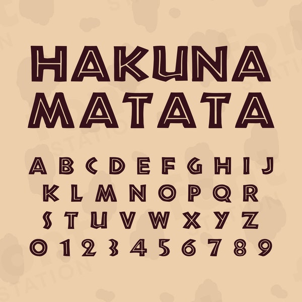 Hakuna Matata Font - Hakuna Matata SVG - Cricut Silhouette Font - Safari King Letters, Alphabet - Installable TTF OTF Files - Download