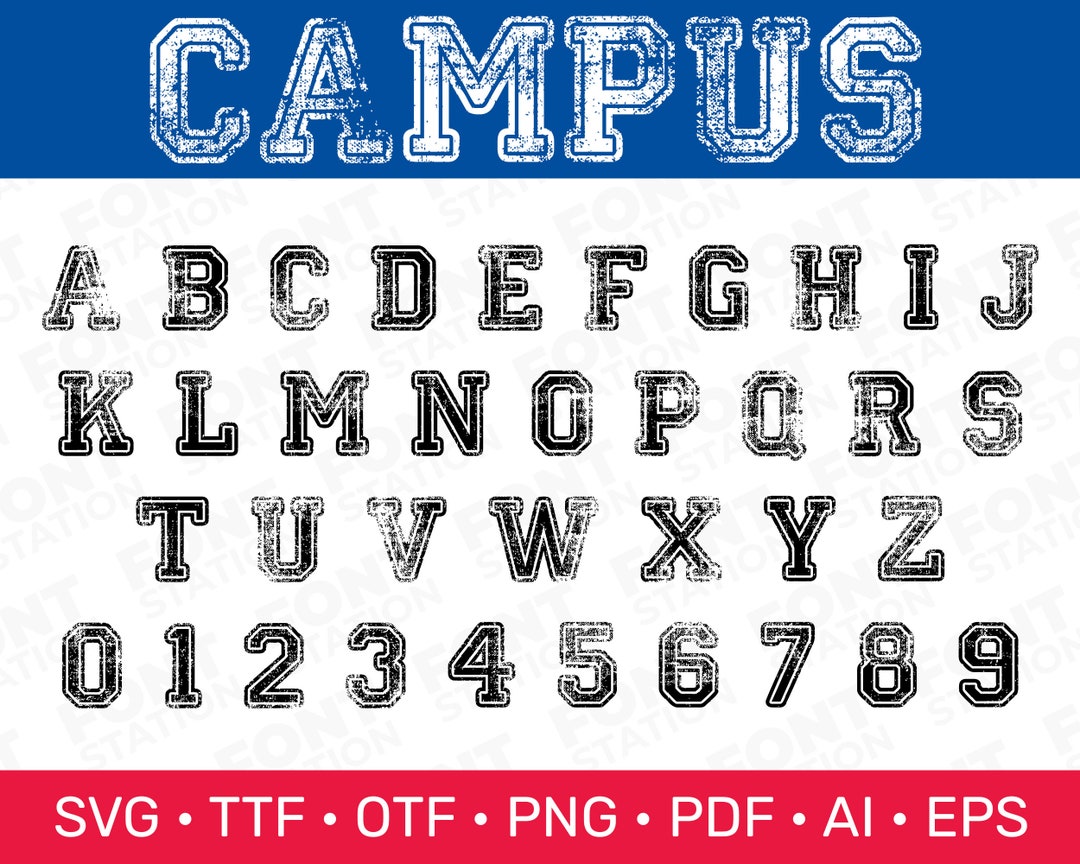 Campus Font Varsity SVG Cricut Silhouette Font Etsy