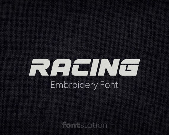Racing Embroidery Font - 7 Sizes - BX, PES + 9 formats - Speed, Race Car Letters - Motorsport, Auto Machine Embroidery Alphabet