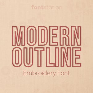 Fuente de bordado de contorno moderno: letras finas y minimalistas, alfabeto ligero para bordado a máquina, 6 tamaños (BX, PES + 9 formatos)