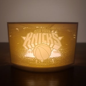 NBA NY Knicks Custom Night Light New York Knick Court Arena Art Piece for Bookshelf or Desk Custom NBA Knicks Basketball Sign