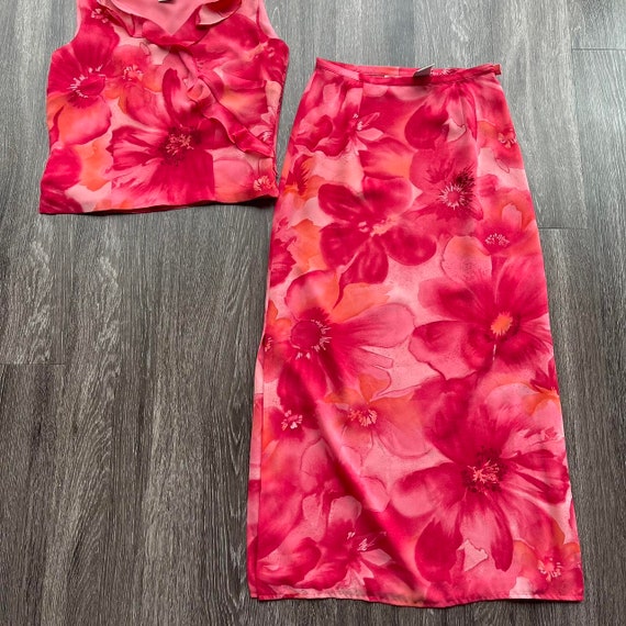 Worthington Red and Peach Matching Shirt/Skirt Set - image 4