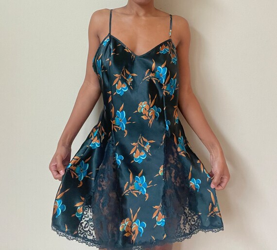 Vintage Blue Floral Victoria Secret Slip Dress - image 2