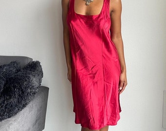 90s Red Victoria Secret 100% Silk Slip Dress