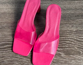 Y2K Billini Hot Pink Open Toe Heels Sz 6