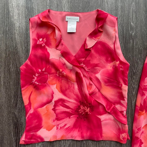 Worthington Red and Peach Matching Shirt/Skirt Set - image 9