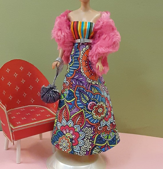 Handmade 11 1/2 Inch Fashion Doll 60s Vibe Prom Gown With Accessories - Etsy