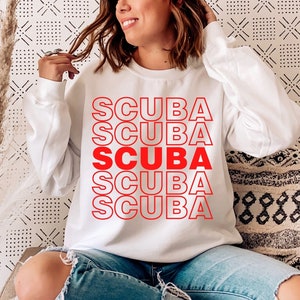 Women&#39;s SCUBA Diving Sweatshirt, Trendy Gift for SCUBA diver, SCUBA Diving Instructor Pullover, Diver Jacket, Ocean Diving Crewneck Sweats
