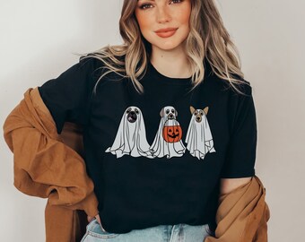 Halloween Dog Shirt, Dog Ghost T-shirt, Dog Mom Fall Tee, Dog Owner Halloween, Cute Fall Dogs, Funny Halloween Dogs, Ghost Dog Shirt