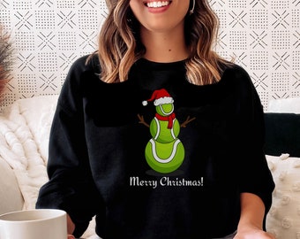 Tennis Ball Snowman Sweatshirt, Tennis Christmas Pullover, Gift for Tennis Player, Gift for Tennis Lover, Tennis Christmas Sweater