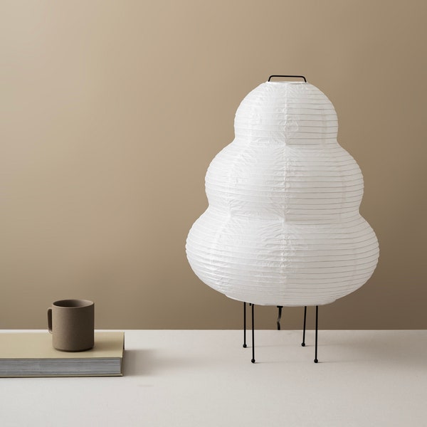 Three tiered Rice Paper Table Lamp, Japanese Style Tripod Desk Lamp, Bedside Lamp, Wabi Sabi Home Decor