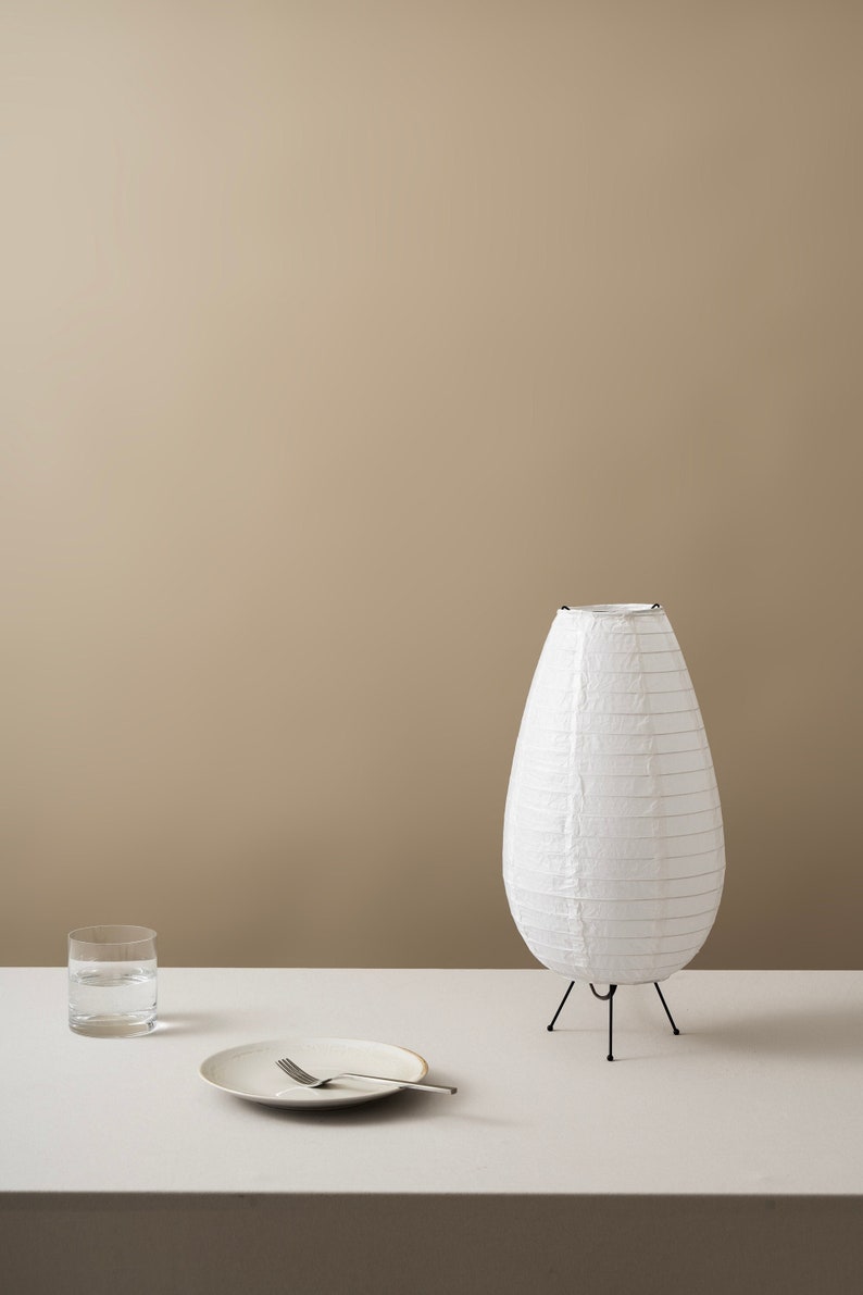 Rice Paper Table Lamp, Japanese Style Tripod Desk Lamp, Bedside Lamp, Wabi Sabi Home Decor image 1