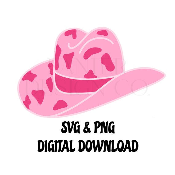 Cowboy Hat SVG PNG Cowgirl Pink Cow Print Digital - Etsy