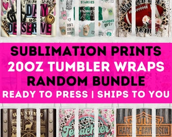 10 Random, Ready To Press, Sublimation-Prints, 20oz Tumbler Print, Straight Tumbler, Prints-For-Tumblers Wrap, Heat-Transfer