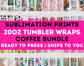 Ready To Press, Sublimation Tumbler Wrap, RTP, Heat Transfer, For Tumbler, Sublimation Prints, Coffee, Iced Coffee, Random Bundle