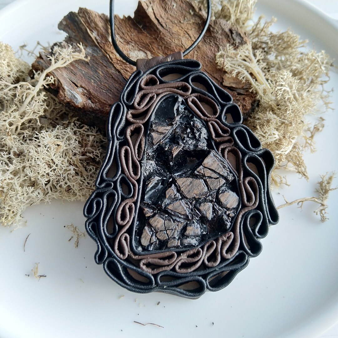 Black obsidian protection necklace Clearance