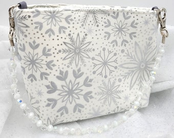 Snowflake Purse With Beaded Strap/Pocketbook