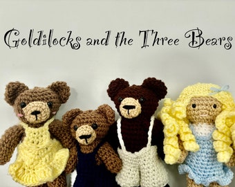Goldilocks and the Three Bears Crochet Pattern - Bear Family Crochet Pattern - Teddy Bear Fairytale and Storybook Amigurumi