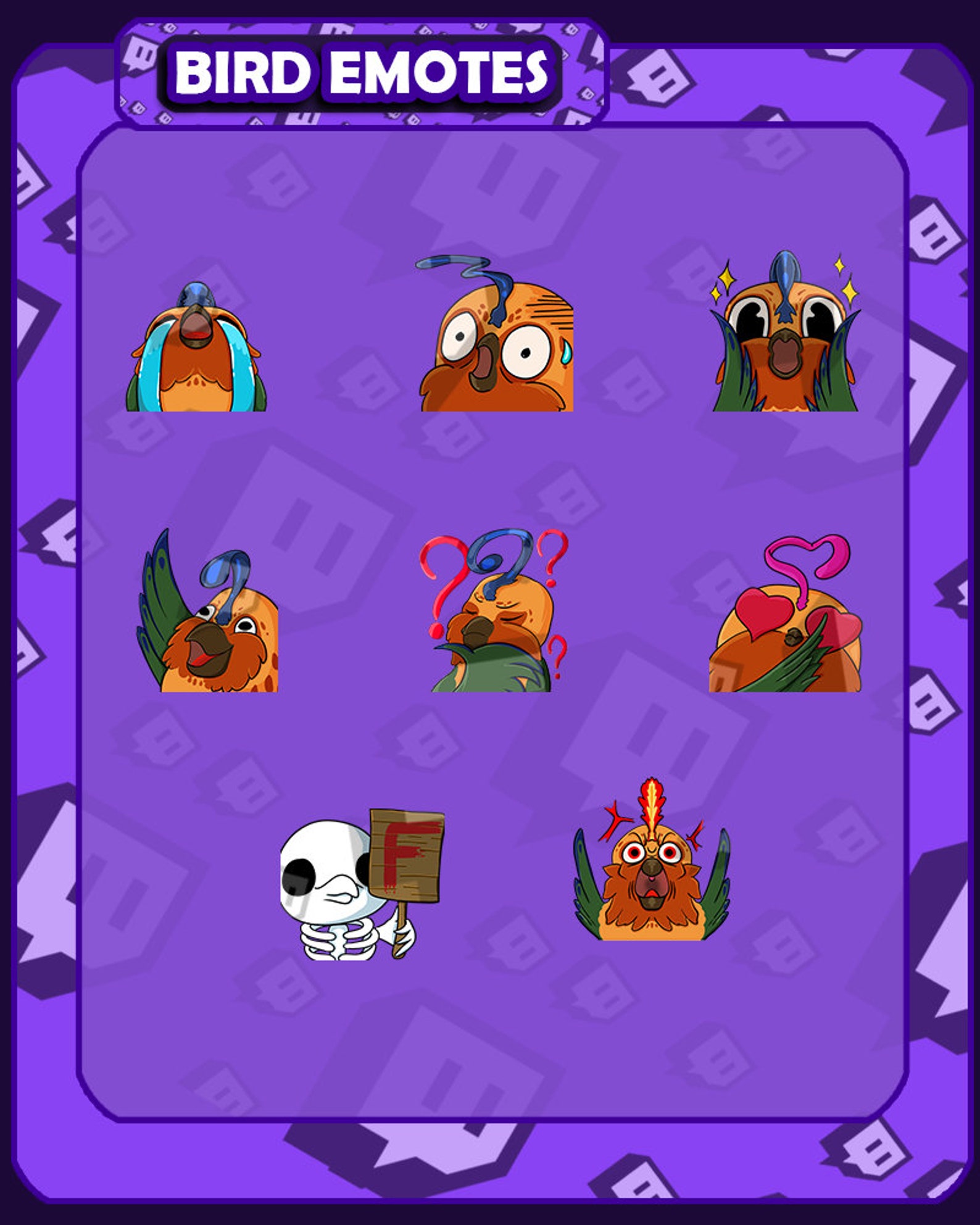 Ready to Use Twitch and Discord Emotes Collection Bird-parrot - Etsy