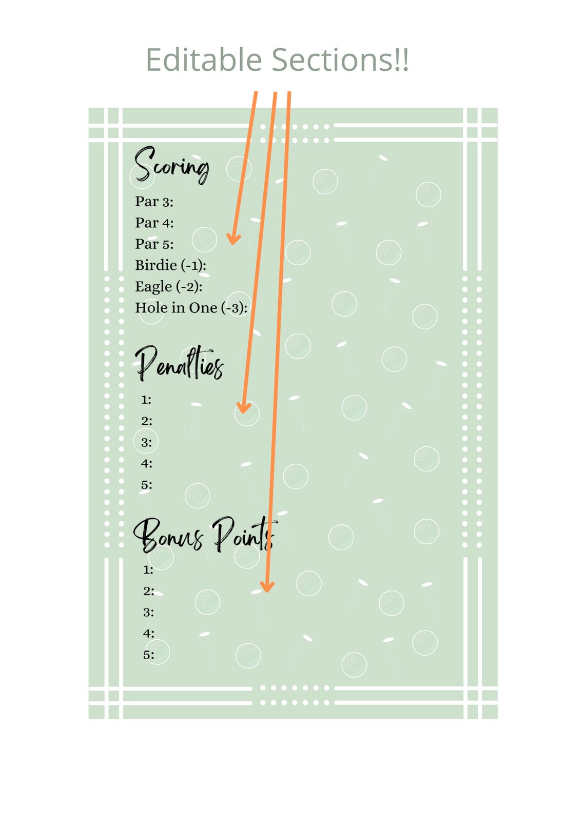 Editable Bar Golf Pub Golf Scorecards (printable Digital File) - Etsy